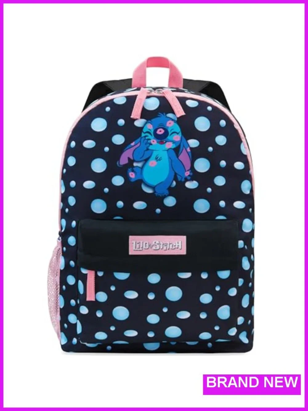 Kids Stitch Backpack for School with Padded Straps and Front Pocket